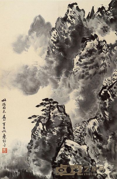 应野平 山水 66×43cm
