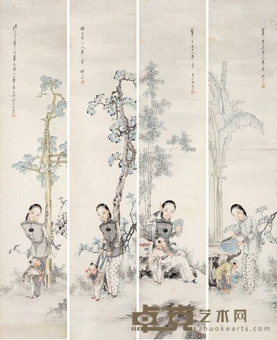 钱文彬 人物 117×23cm×4