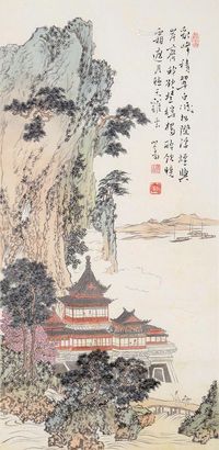 溥儒 山水楼台