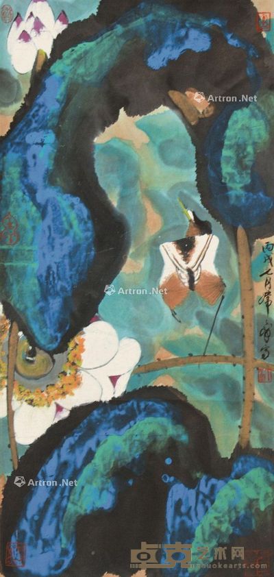韩天衡 荷塘 68×32cm