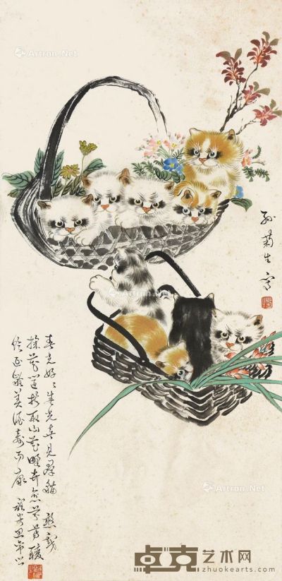 孙菊生 猫 105×47cm