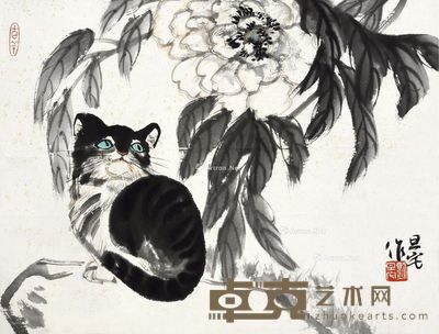 刘旦宅 猫趣 42×32cm