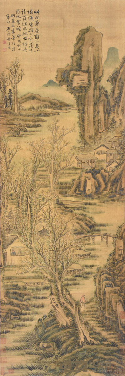 黄道周 春山行旅图 159×51cm 约7.3平尺