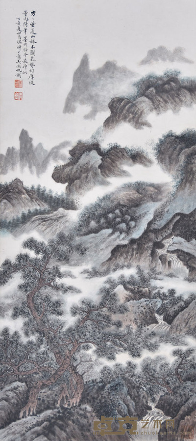 吴湖帆 夏山林木图 83×37cm 约2.8平尺
