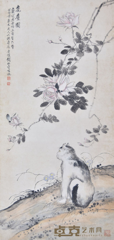 钱松喦 耄耋图 103×49cm 约4.5平尺