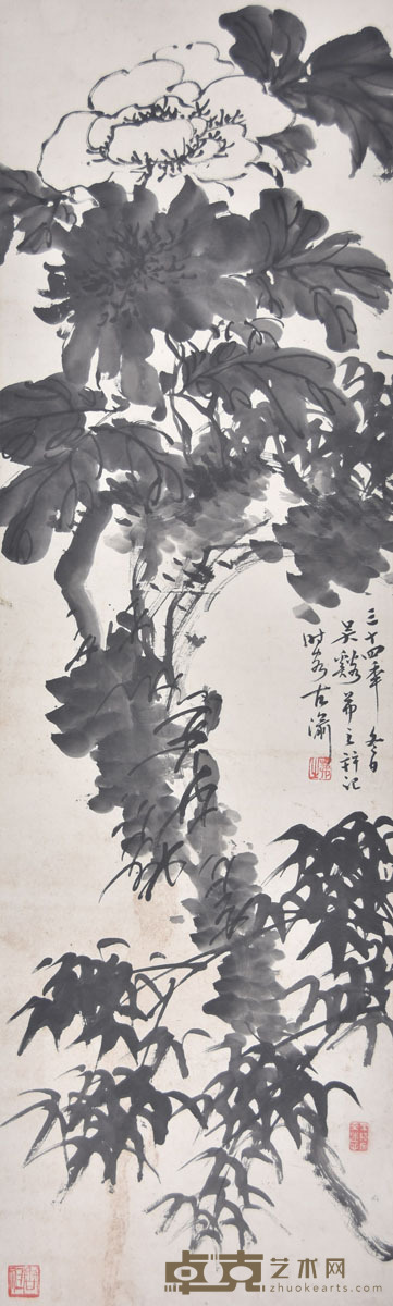 吴茀之 花卉 132×39cm 约4.6平尺