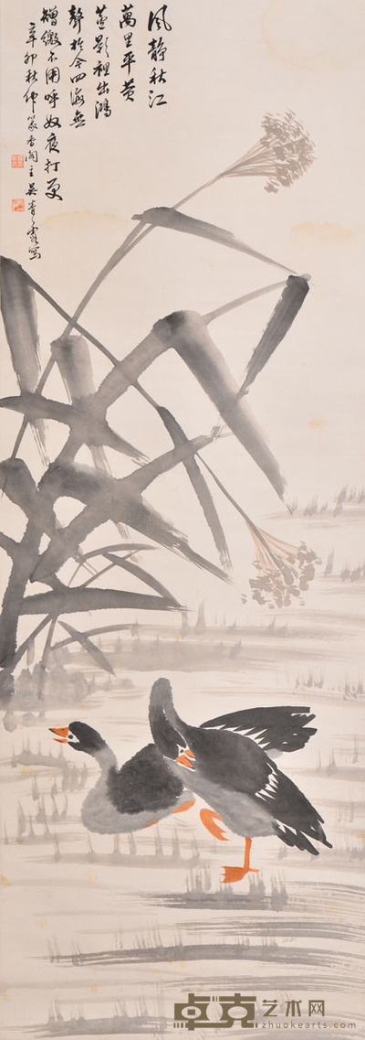 吴青霞 芦雁图 108×38cm 约3.7平尺