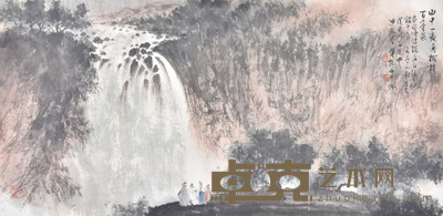 傅抱石 观瀑图 45×92cm 约3.7平尺