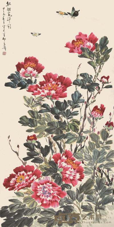 王雪涛 牡丹 138×69cm 约8.6平尺
