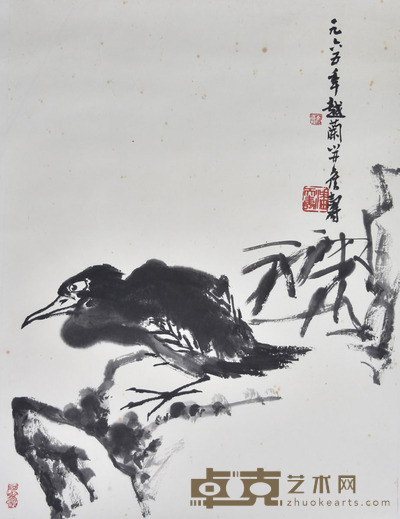 潘天寿 鸟石图 52×39cm 约1.8平尺