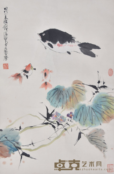 程十发 有鱼图 69×45cm 约2.8平尺