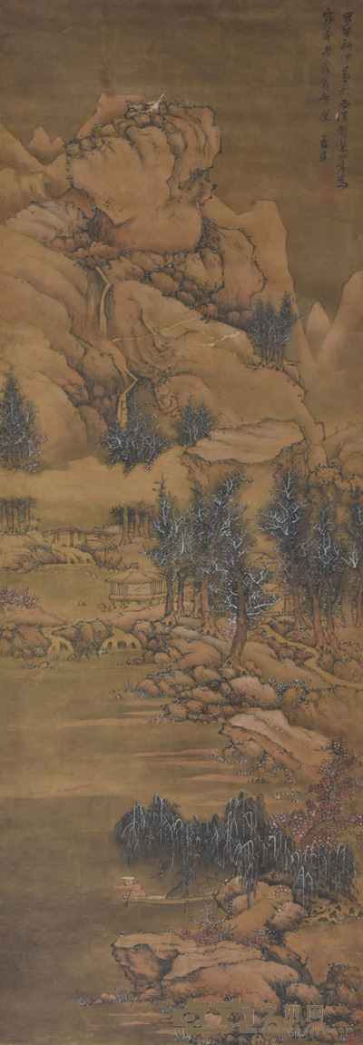 蓝瑛 山中垂钓 188×63cm 约10.7平尺