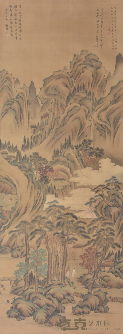 文徵明、王翚、王宠题 山水 176×65cm 约10.3平尺