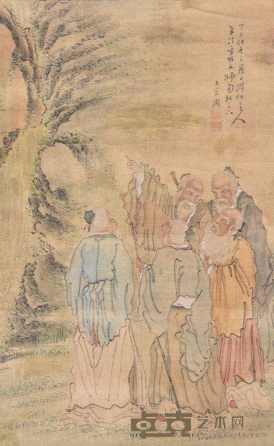 上官周 五寿图 70×43cm 约2.7平尺