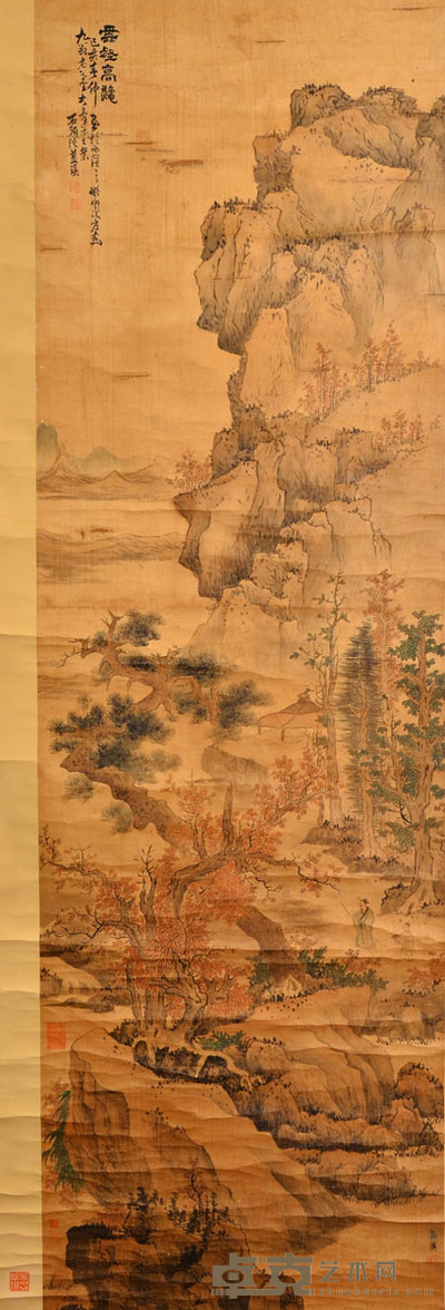蓝瑛 云壑高秋 210×64cm 约12.1平尺