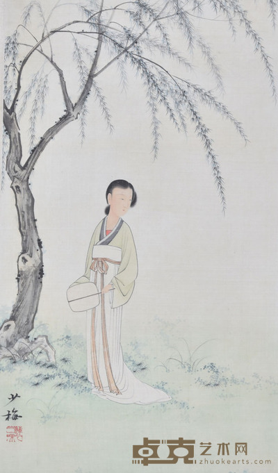 陈少梅 执扇仕女 50×29cm 约1.3平尺
