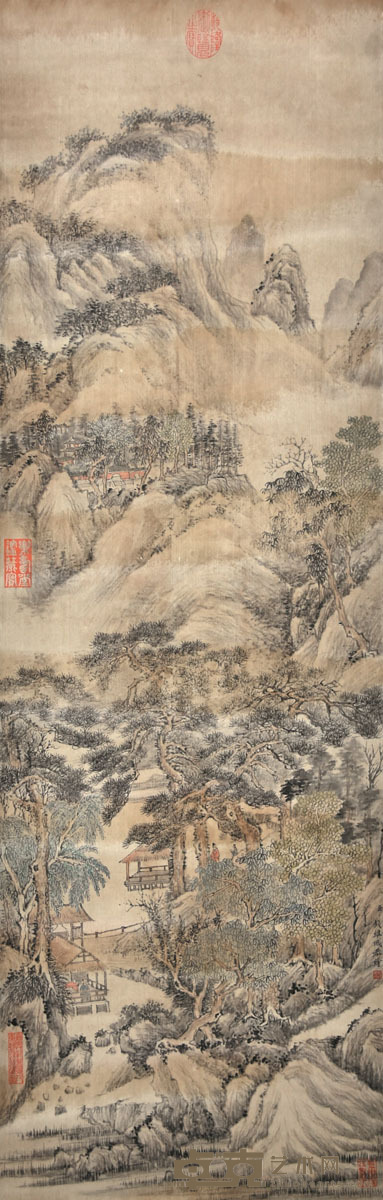 钱维城 深山访友图 105×33cm 约3.1平尺