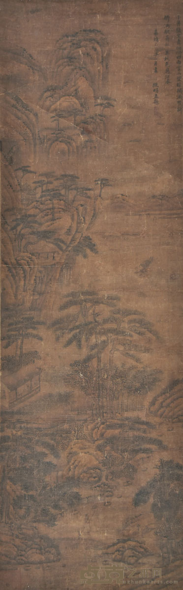 文徵明 秋山行旅 108×34cm 约3.3平尺
