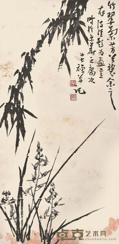 李苦禅 竹翠兰芳 134×66cm 约8.0平尺