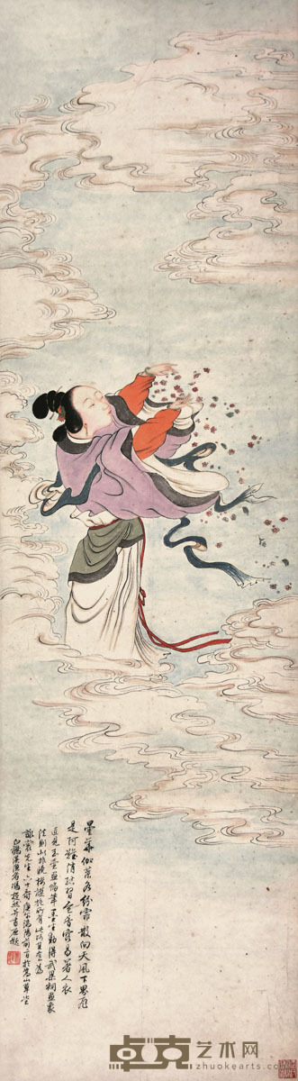 冯超然 天女散花 120×33cm 约3.6平尺