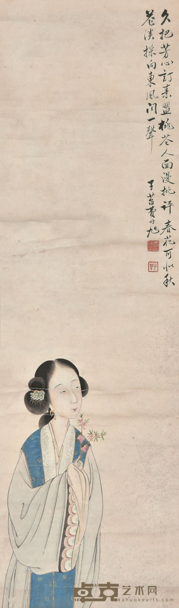 费丹旭 仕女图 98×30cm 约2.6平尺