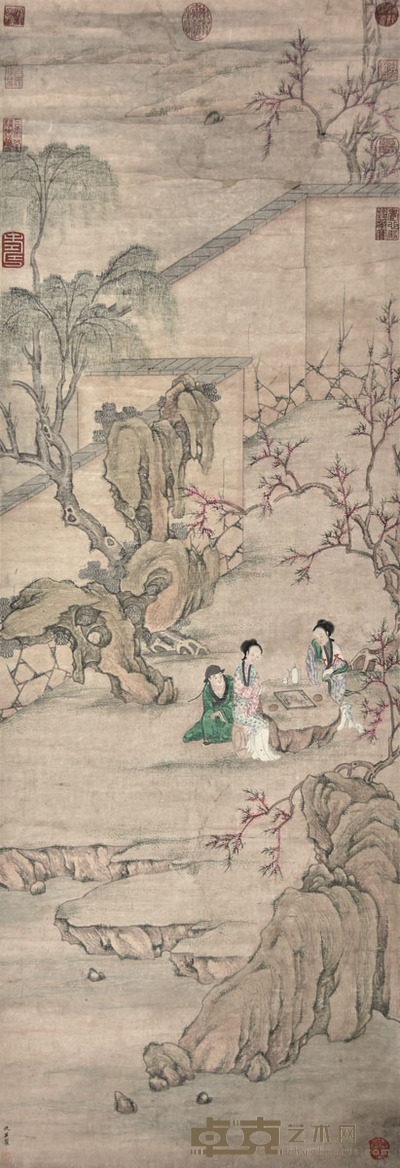仇英 弈棋图 138×46cm 约5.7平尺
