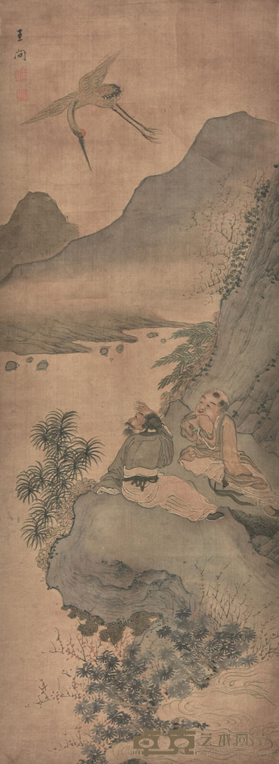 王问 仙鹤指路图 88×33cm 约2.6平尺