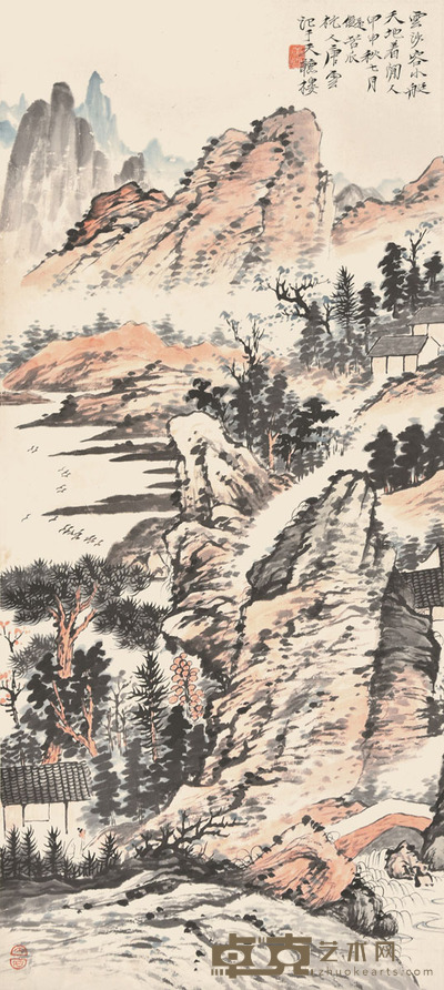 唐雲 山居图 94×42cm 约3.6平尺