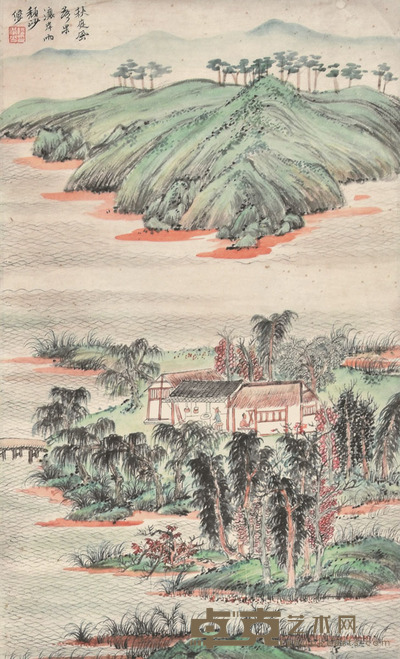 陆俨少 秋庭盛景 54×32cm 约1.6平尺