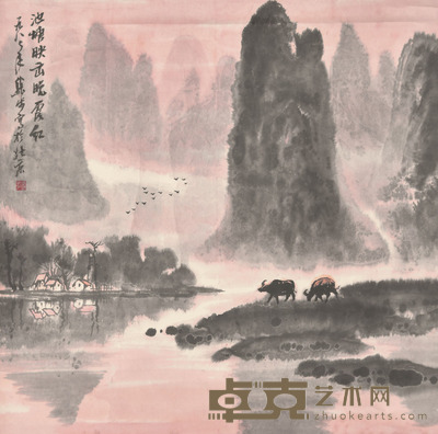 张步 池塘映出晚霞红 63×63cm 约3.6平尺