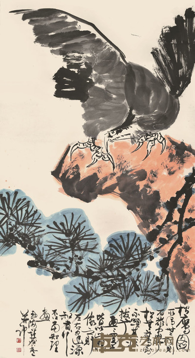 许麟庐 松鹰 178×93cm 约14.9平尺