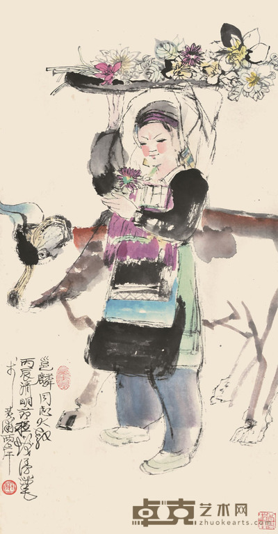 程十发 牧牛图 66×34cm 约2.0平尺