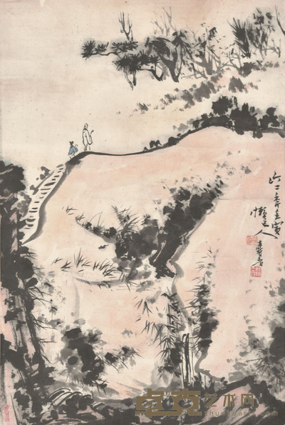 潘天寿 携琴访友图 66×44cm 约2.6平尺