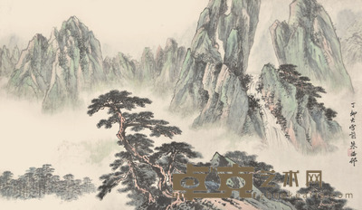 朱梅邨 青绿山水 59×100cm 约5.3平尺