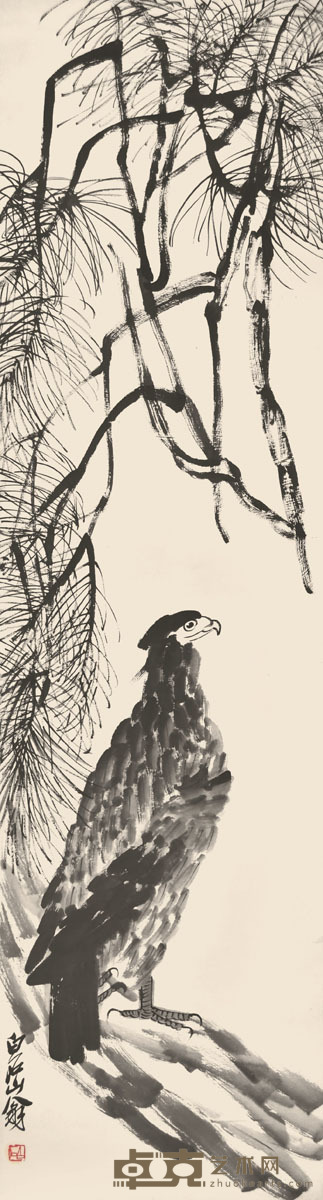 齐白石 松鹰图 178×48cm 约7.7平尺