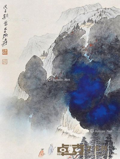 张大千 山水人物 39×30cm