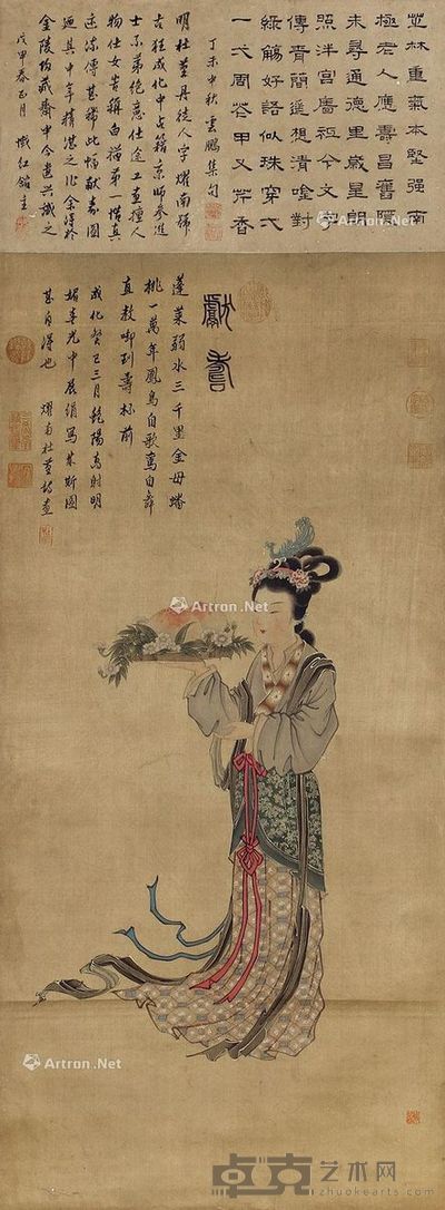 杜堇 献寿图 95×44cm