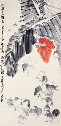 关山月  黄胄 芭蕉小鸟