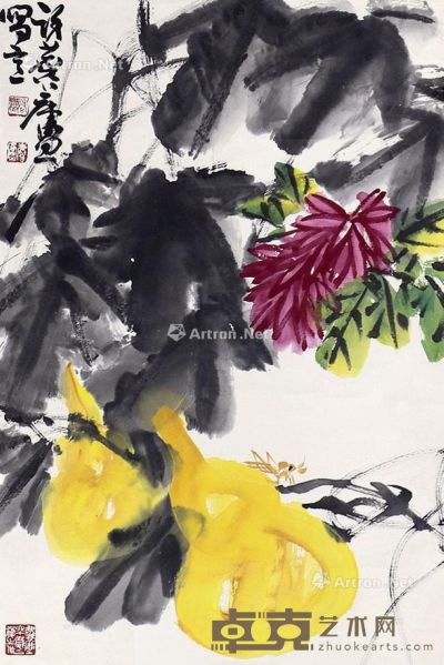 许麟庐 花卉 66×44cm