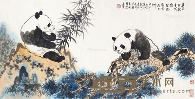 洪世清 熊猫 136×70cm