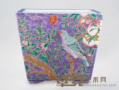 清 粉彩花鸟花盆 长18cm;宽12cm;高24cm