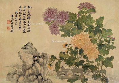 钱维城 菊石图 33×47cm