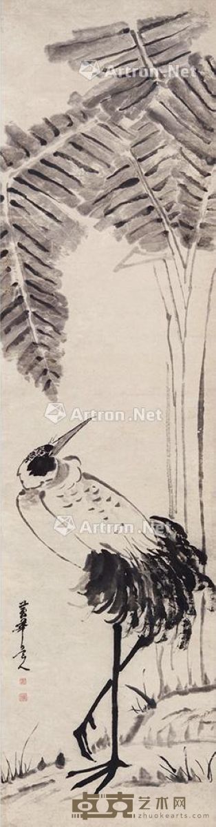 朱龄 鹤寿图 178×46cm