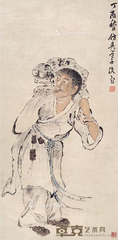 朱沆 刘海戏金蟾 110×54cm