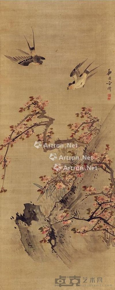 方济 梅雀图 99×40cm
