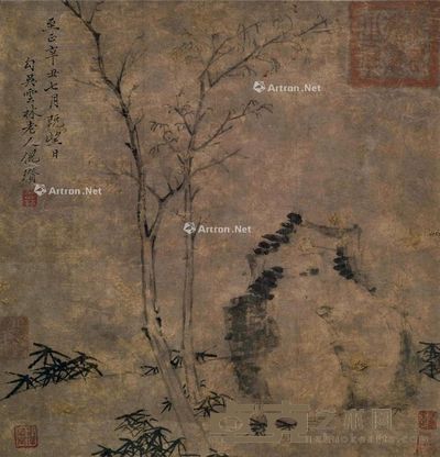 倪瓒 疏林图 33.5×32.5cm
