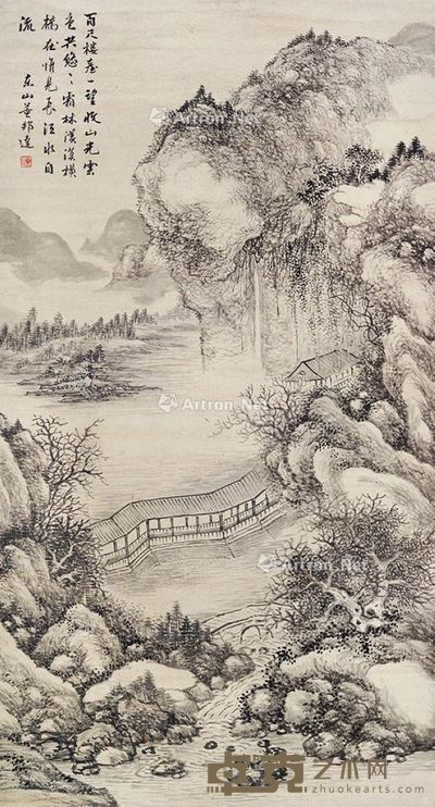 董邦达 平湖远山 86×46cm