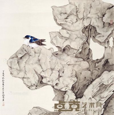 喻慧 石雀 65×65cm