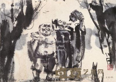 傅小石 饮酒图 25×35.5cm