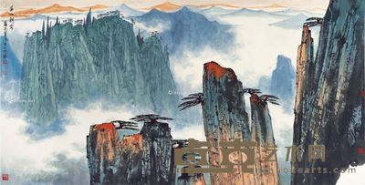 薛亮 黄山朝雾 69.5×138cm